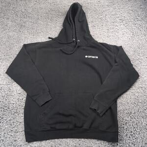 Captain Fin Hoodie Men Large Black Sweatshirt Pullover Fleece Outdoor Beach